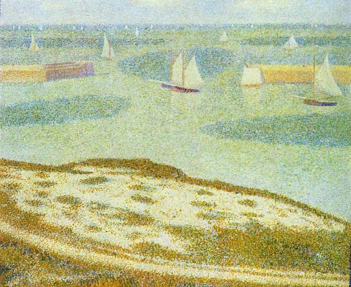 Georges Seurat Einfahrt zum Hafen Port-en-Bessin Spain oil painting art